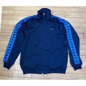 Kappa Mens Track Jacket Navy Blue Electric Blue Logo Tape Full Zip Medium